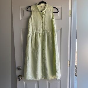 Eileen Fisher Sleeveless Button-Front Dress 100% Organic Linen